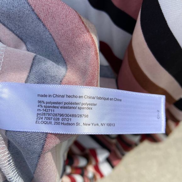 Eloquii Elements Womens Dress Sz 20 Plus Size Striped Midi Faux Wrap Tie Waist - Picture 8 of 8